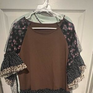 Brown Floral Women's Top